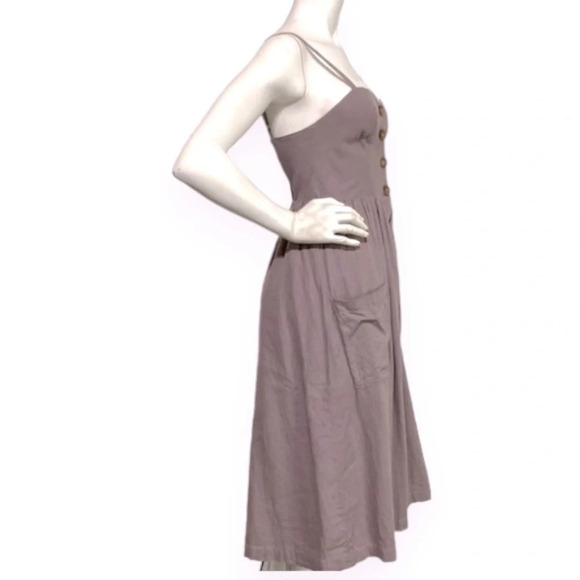 Cooperative Linen Blend Taupe Sleeveless Midi Dress Size S - Picture 3 of 7